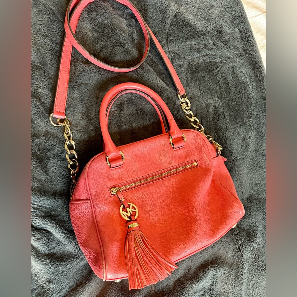 Michael Kors Coral Pebbled Leather Satchel Purse